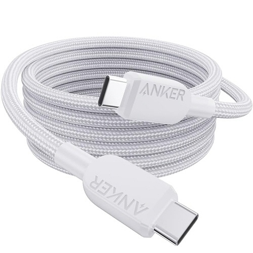 アンカージャパン　ＡＮＫＥＲ　ＵＳＢ－Ｃ＆ＵＳＢ－Ｃ　ケーブル（高耐久ナイロン）　１．８ｍ　ホワイト　Ａ８１Ｃ６０２１　１本1