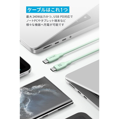 アンカージャパン　ＡＮＫＥＲ　５４３　エコフレンドリーＵＳＢ－Ｃ＆ＵＳＢ－Ｃ　ケーブル　１．８ｍ　グリーン　Ａ８０Ｅ２Ｎ６１　１本5