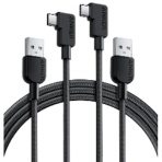 アンカージャパン　ＡＮＫＥＲ　ＵＳＢ－Ｃ＆ＵＳＢ－Ａ　ケーブル（Ｌ字　高耐久ナイロン）　１．８ｍ　ブラック　Ｂ８１Ｊ６０１１　１パック（２本）