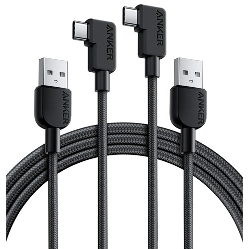 アンカージャパン　ＡＮＫＥＲ　ＵＳＢ－Ｃ＆ＵＳＢ－Ａ　ケーブル（Ｌ字　高耐久ナイロン）　１．８ｍ　ブラック　Ｂ８１Ｊ６０１１　１パック（２本）1