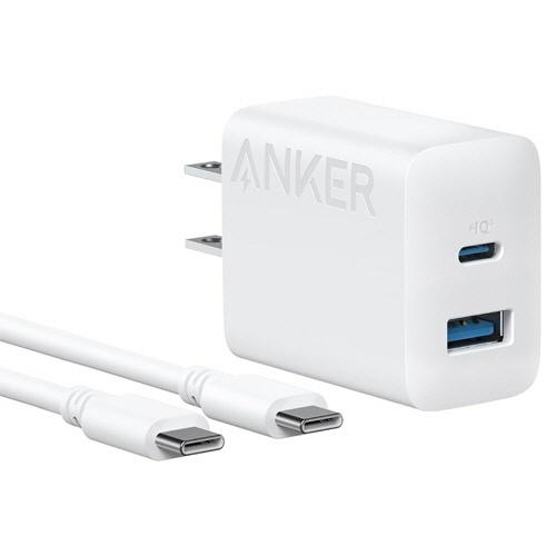 アンカージャパン　急速充電器　ＡＮＫＥＲ　Ｃｈａｒｇｅｒ（２０Ｗ　２ポート）ｗｉｔｈ　ＵＳＢ－Ｃケーブル　ホワイト　Ｂ２３４８Ｎ２１　１個1