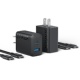 アンカージャパン 急速充電器 ANKER Charger(20W 2ポート)with USB-C&USB-Cケーブル ブラック B2348112 1パック(2個)