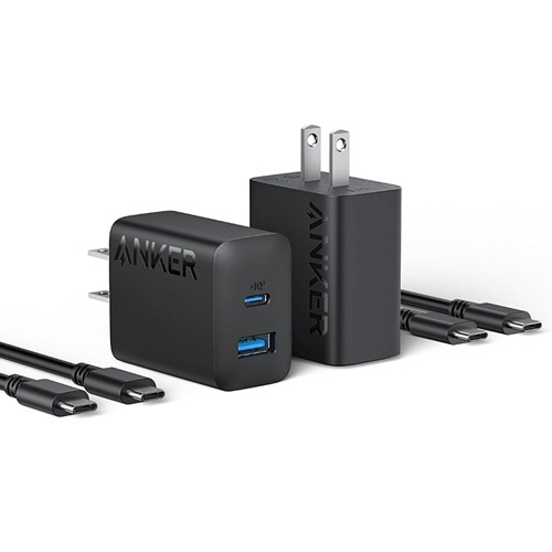 アンカージャパン　急速充電器　ＡＮＫＥＲ　Ｃｈａｒｇｅｒ（２０Ｗ　２ポート）ｗｉｔｈ　ＵＳＢ－Ｃ＆ＵＳＢ－Ｃケーブル　ブラック　Ｂ２３４８１１２　１パック（２個）1