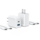 アンカージャパン 急速充電器 ANKER Charger(20W 2ポート)with USB-C&USB-Cケーブル ホワイト B2348122 1パック(2個)