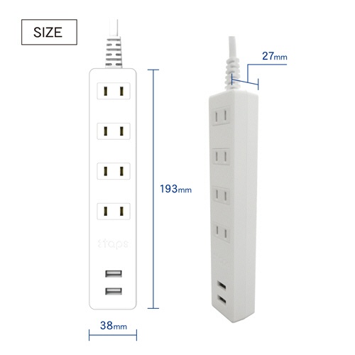 トップランド　ＵＳＢ付きコンセントタップ　２ｍ・４個口　ＳＴＰＡ４２０－ＷＴ　１個6