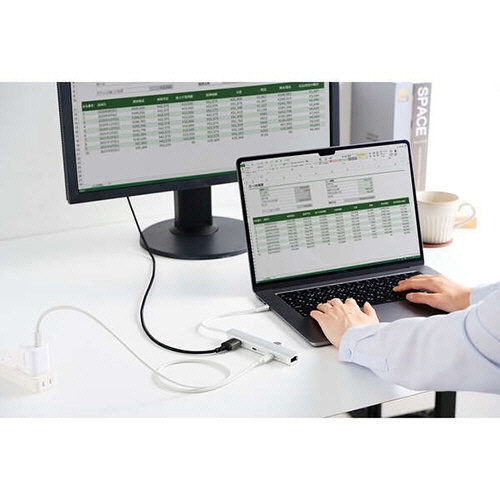 エレコム　ドッキングステーション　スリムタイプ　６ｉｎ１　シルバー　ＤＳＴ－Ｃ３０ＳＶ　１個10