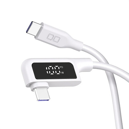 ＣＩＯ　ディスプレイ表示付きＬ字型シリコンケーブル　ＣｔｏＣ　１００Ｗ　１ｍ　ホワイト　ＣＩＯ－ＳＬＬ－ＳＣ－ＣＣ１－ＷＨ　１本1