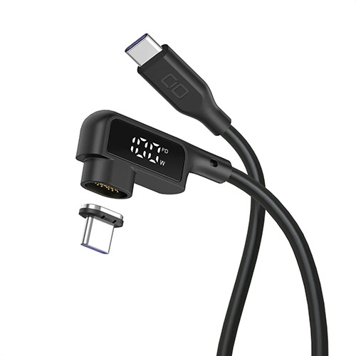 ＣＩＯ　ディスプレイ表示付きＬ字型マグネットシリコンケーブル　ＣｔｏＣ　１００Ｗ　１ｍ　ブラック　ＣＩＯ－ＳＬＬＭＧ－ＳＣ－ＣＣ１－ＢＫ　１本1