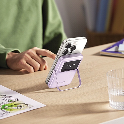 ユーグリーン　Ｕｎｏ　マグネット式ワイヤレス充電対応モバイルバッテリー　５０００ｍＡｈ　ゆめいろ（薄紫）　３５６０６　１個3