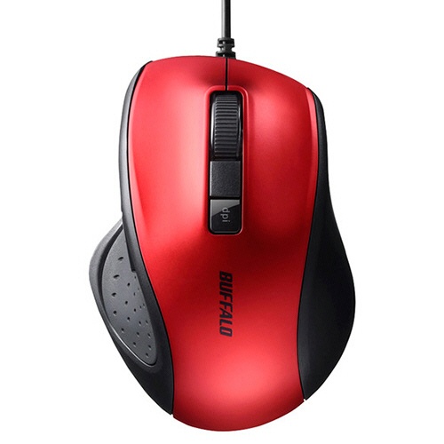 バッファロー　有線　ＢｌｕｅＬＥＤ　光学式マウス　静音　５ボタン　レッド　ＢＳＭＢＵ３００ＲＤ　１個2