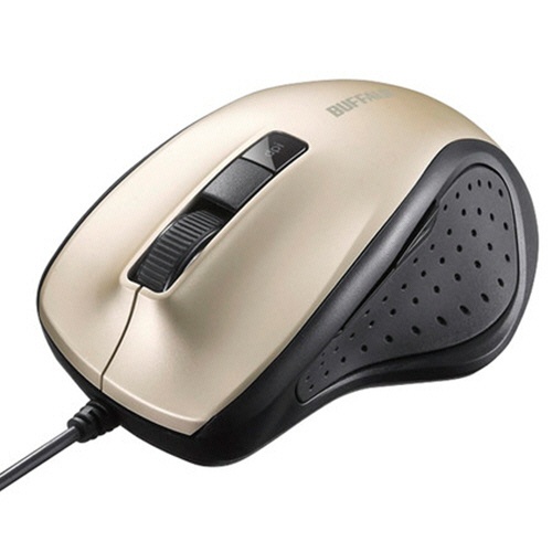 バッファロー　有線　ＢｌｕｅＬＥＤ　静音　５ボタンマウス　ゴールド　ＢＳＭＢＵ３００ＧＤ　１個1