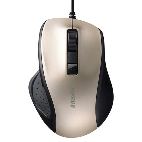 バッファロー　有線　ＢｌｕｅＬＥＤ　光学式マウス　静音　５ボタン　ゴールド　ＢＳＭＢＵ３００ＧＤ　１個2