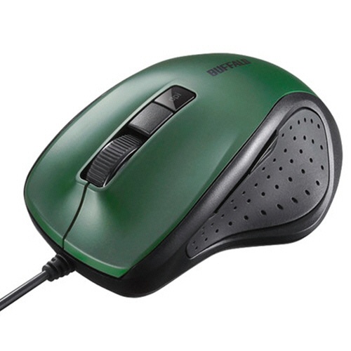 バッファロー　有線　ＢｌｕｅＬＥＤ　静音　５ボタンマウス　グリーン　ＢＳＭＢＵ３００ＧＲ　１個1