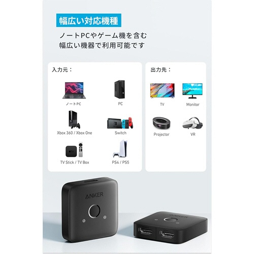 アンカージャパン　ＨＤＭＩ切替器　ＡＮＫＥＲ　ＨＤＭＩ　Ｓｗｉｔｃｈ（２－ｉｎ－１）　グレー　Ａ８３Ｈ１０Ａ１　１個5