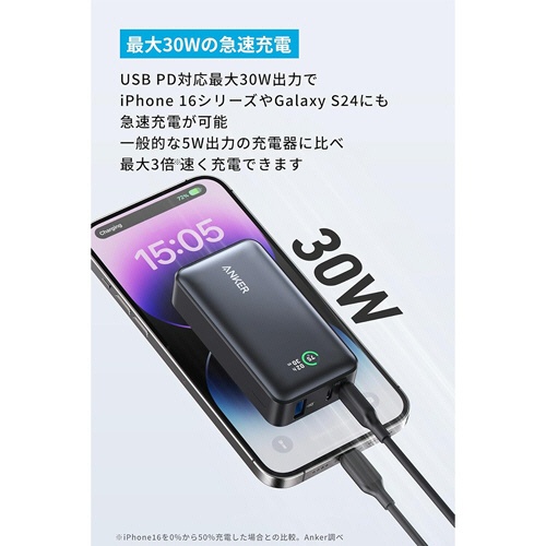 アンカージャパン　モバイルバッテリー　ＡＮＫＥＲ　Ｐｏｗｅｒ　Ｂａｎｋ（３０Ｗ）　１００００ｍＡｈ　ホワイト　Ａ１２５６０２２　１個2