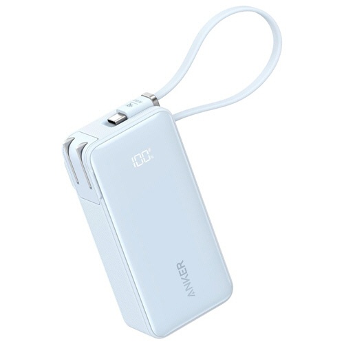 アンカージャパン　コンセント一体型モバイルバッテリー　ＡＮＫＥＲ　Ｐｏｗｅｒ　Ｂａｎｋ　（１００００ｍＡｈ　Ｂｕｉｌｔ－Ｉｎ　ＵＳＢ－Ｃ　ケーブル）　ブルー　Ａ１６３７Ｎ３１　１個1
