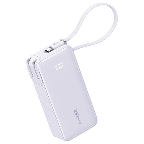アンカージャパン　コンセント一体型モバイルバッテリー　ＡＮＫＥＲ　Ｐｏｗｅｒ　Ｂａｎｋ　（１００００ｍＡｈ　Ｂｕｉｌｔ－Ｉｎ　ＵＳＢ－Ｃ　ケーブル）パープル　Ａ１６３７ＮＶ１　１個1