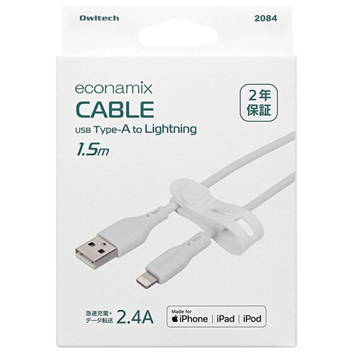 オウルテック　Ａ　ｔｏ　Ｌｉｇｈｔｎｉｎｇ　エコナミクスケーブル　ホワイト　１．５ｍ　ＯＷＬ－ＣＢＥＣＯＬＡ１５－ＷＨ　１本4