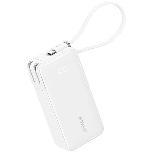 アンカージャパン　コンセント一体型モバイルバッテリー　ＡＮＫＥＲ　Ｐｏｗｅｒ　Ｂａｎｋ　（１００００ｍＡｈ　Ｂｕｉｌｔ－Ｉｎ　ＵＳＢ－Ｃケーブル）　ホワイト　Ａ１６３７Ｎ２１　１個1