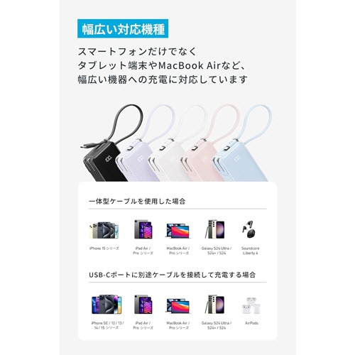アンカージャパン　コンセント一体型モバイルバッテリー　ＡＮＫＥＲ　Ｐｏｗｅｒ　Ｂａｎｋ　（１００００ｍＡｈ　Ｂｕｉｌｔ－Ｉｎ　ＵＳＢ－Ｃケーブル）　ホワイト　Ａ１６３７Ｎ２１　１個6