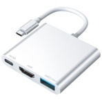 ハイディスク　３ｉｎ１　ＵＳＢ　Ｔｙｐｅ－Ｃハブ　シルバー　ＨＤ－３ＩＮ１ＨＢＳＶ　１個