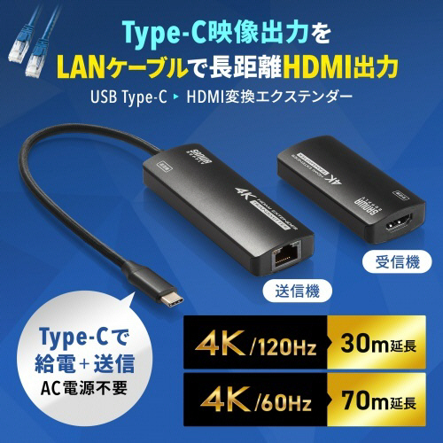 HDMIエクステンダー(4K対応・120m延長)(VGA-EXHDPOC) VGA-EXHDPOC【HDMIエクステンダー(4K対応・120m延長）】LAN