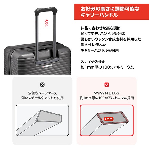 エム・エス・シー　ＳＷＩＳＳ　ＭＩＬＩＴＡＲＹ　ＭＯＴＩＶＡＮ（モティバン）　スーツケース　９９／１１３Ｌ　カーボングレー　ＳＭ－Ｈ３２８Ｐ　ＧＲＡＹ　１台3