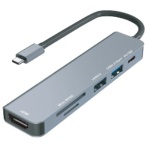 ハイディスク　６ｉｎ１　ＵＳＢ　Ｔｙｐｅ－Ｃハブ　シルバー　ＨＤ－６ＩＮ１ＨＢＳＶ　１個