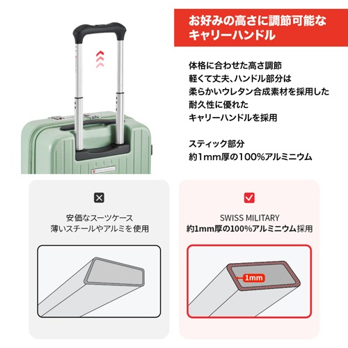 エム・エス・シー　ＳＷＩＳＳ　ＭＩＬＩＴＡＲＹ　ＡＶＥＮＴＵＲＡ（アベンチュラ　５５ｃｍ）　スーツケース　３３Ｌ　Ｓサイズ　ペールミント　ＳＭ－Ａ４２０Ｐ　ＭＩＮＴ　１台4