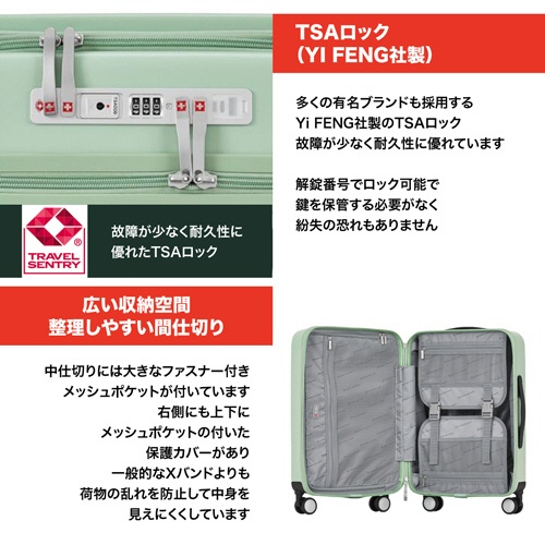 エム・エス・シー　ＳＷＩＳＳ　ＭＩＬＩＴＡＲＹ　ＡＶＥＮＴＵＲＡ（アベンチュラ　５５ｃｍ）　スーツケース　３３Ｌ　Ｓサイズ　ペールミント　ＳＭ－Ａ４２０Ｐ　ＭＩＮＴ　１台6