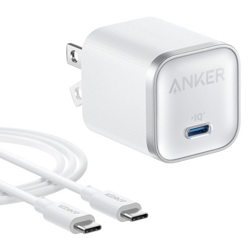 アンカージャパン　急速充電器　ＡＮＫＥＲ　Ｎａｎｏ　Ｃｈａｒｇｅｒ（４５Ｗ）ｗｉｔｈ　ＵＳＢ－Ｃケーブル　ホワイト　Ｂ２６９２Ｎ２１　１個1