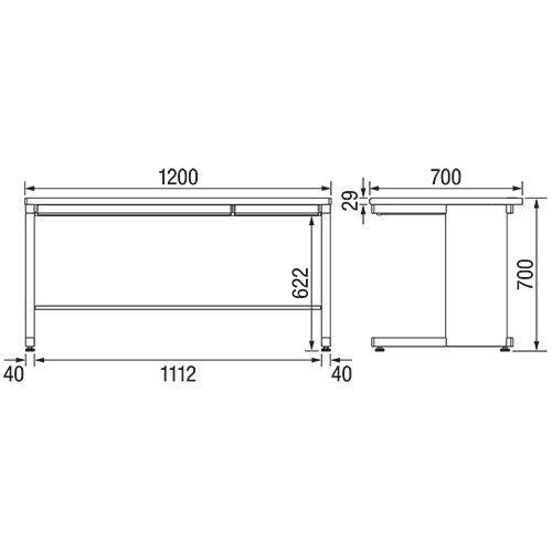 コクヨ　インベントデスク　平机　幅１２００×奥行７００×高さ７００ｍｍ　ブラック／ホワイト　ＴＫＧ－Ｂ１２７Ｅ６ＡＰＡＷＮ　１台2