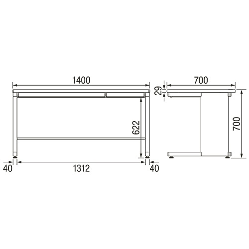 コクヨ　インベントデスク　平机　幅１４００×奥行７００×高さ７００ｍｍ　ナチュラルグレー　ＴＫＧ－Ｂ１４７Ｆ１Ｎ　１台2