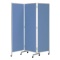 三つ折衝立　楢　布張りタイプ　幅１８００×奥行４００×高さ２０００ｍｍ　ブルー　１台