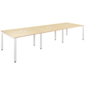 フリーアドレステーブル　幅３６００×奥行１２００×高さ７２０ｍｍ　ホワイトフレーム　天板：ナチュラル　１台