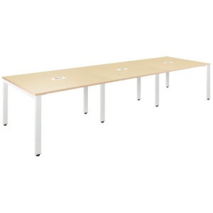 フリーアドレステーブル　幅３６００×奥行１２００×高さ７２０ｍｍ　ホワイトフレーム　天板：ナチュラル　１台1
