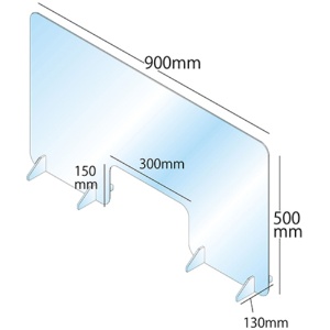 シンメイ　アクリルパーテーションＭ　窓付き　幅９００×高さ５００ｍｍ　スタンド４個付　ＳＨＫ００４　１台1