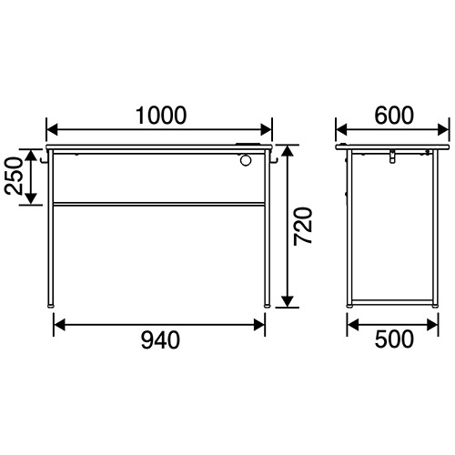 ルガテ　タップ付きデスク　幅１０００×奥行６００×高さ７２０ｍｍ　ホワイト　ＨＰＦ０２０４－１０６ＷＨ　１台2