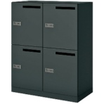 コクヨ エディア 下置き用 4人用パーソナルロッカー メール穴付 オートダイヤルロック 高さ1110mm ブラック BWU-RN4ADEM59E6A-K 1台