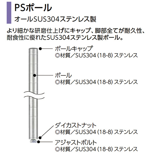 たのめーる エレクター スーパーエレクター Psポール 高さ1384mm Ps1390w 1本の通販
