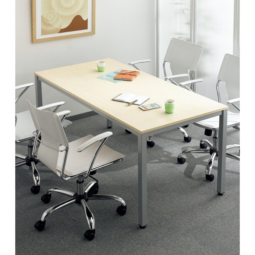 エランサ　スクエアテーブル　幅１５００×奥行７５０ｍｍ　天板：ナチュラル　脚：シルバー　（お客様組立）　ＬＢＳ－１５７５ＮＡ　１台2