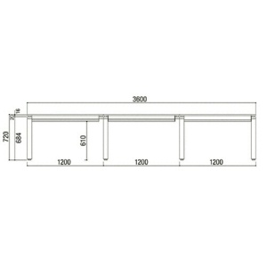 エランサ　フリーアドレスデスク　両面タイプ　幅３６００×奥行１２００×高さ７２０ｍｍ　ナチュラル　ブラックフレーム　（組立設置込）　ＦＲＢ－Ｍ３６１２Ｎ－Ｎ　１台2