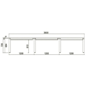 エランサ　フリーアドレスデスク　両面タイプ　幅３６００×奥行１２００×高さ７２０ｍｍ　ホワイト　ホワイトフレーム　（組立設置込）　ＦＲＦ－Ｍ３６１２Ｎ－Ｗ　１台2