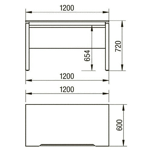 エランサ　フリーアドレスデスク　片面タイプ　幅１２００×奥行６００×高さ７２０ｍｍ　ナチュラル　ブラックフレーム　（組立設置込）　ＦＫＢ－Ｍ１２６Ｎ－Ｎ　１台2