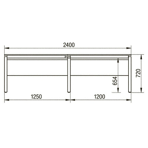 エランサ　フリーアドレスデスク　片面タイプ　幅２４００×奥行６００×高さ７２０ｍｍ　ホワイト　ホワイトフレーム　（組立設置込）　ＦＫＦ－Ｍ２４６Ｎ－Ｗ　１台2
