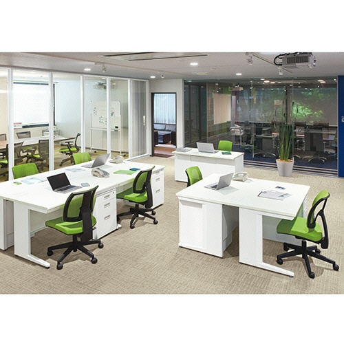 エランサ　オフィスデスク　平デスク　幅１０００ｍｍ　ナチュラル／ホワイト　（組立設置込）　ＴＫＤＳ－Ｎ１０７Ｆ－ＭＷ　１台5