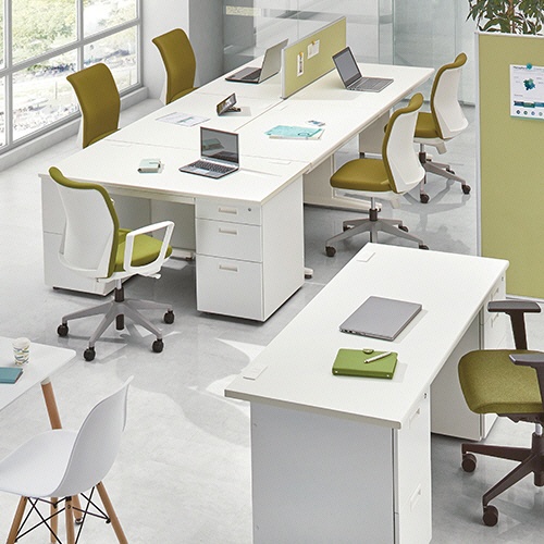 エランサ　オフィスデスク　平デスク　幅１０００ｍｍ　ナチュラル／ホワイト　（組立設置込）　ＴＫＤＳ－Ｎ１０７Ｆ－ＭＷ　１台6