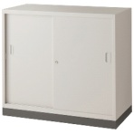 ライオン事務器　ＬＥＯオフィスユニット　引戸２枚扉　下置き　Ｗ９００×Ｄ４５０ｍｍ　ホワイト（組立設置込）