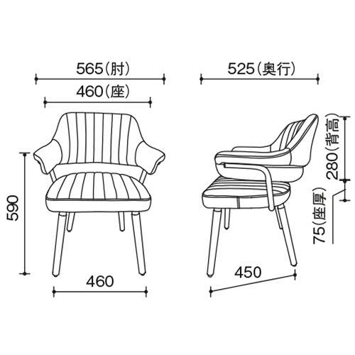 ホームスタイリング　アームチェア　キャメル　ＳＤＣ－０１Ａ－ＢＲ　１脚3