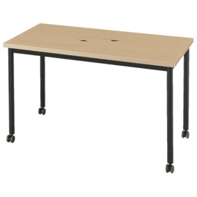 エランサ　キャスターテーブル　長方形　幅１２００×奥行６００×高さ７２０ｍｍ　ナチュラル／ブラック　（組立設置込）　ＬＣＴ－１２６０－ＮＡＫ　１台